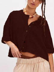 Button-Front Half Sleeve Cardigan — view 18