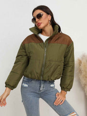 Two-Tone Zip-Up Puffer Jacket - Stay Warm and Stylish — view 4