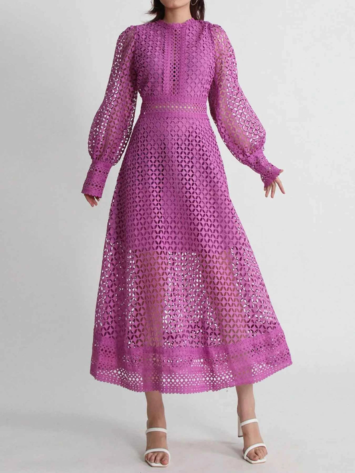 Lace Long Sleeve Midi Dress