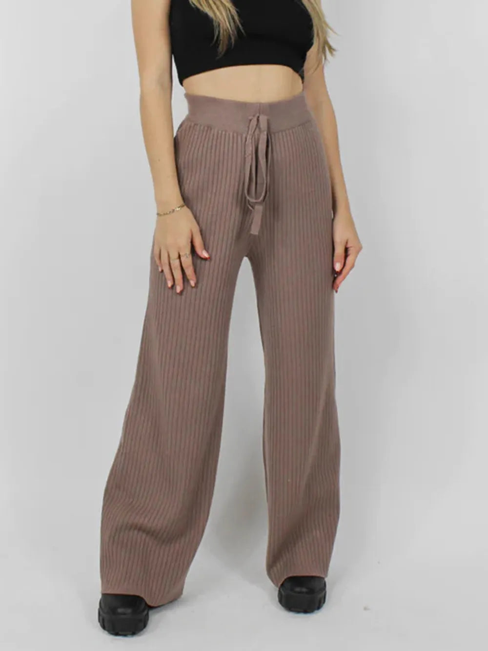 Ribbed Wide Leg Sweater Pants — view 6