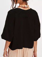 Button-Front Half Sleeve Cardigan — view 6