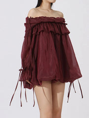 Ruffled Off-Shoulder Flounce Sleeve Dress — view 9