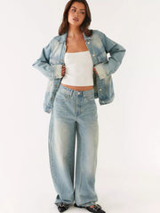 Button Up Denim Jacket and Jeans Set - Effortless Style — view 5