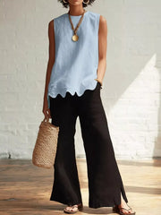 Scalloped Hem Sleeveless Tank Top - Effortless Style & Comfort — view 6