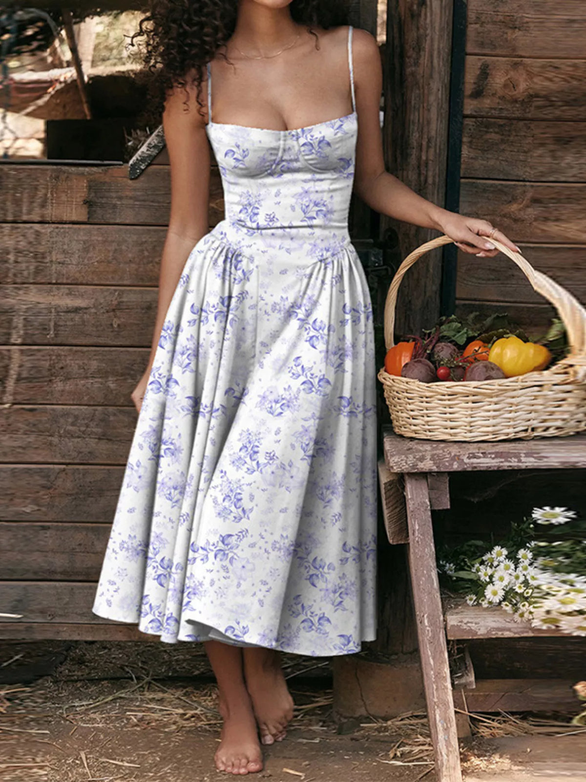 Sweetheart Neck Spaghetti Strap Midi Dress — view 31