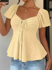 Sweetheart Neck Flutter Sleeve Top - Effortless Elegance Awaits — view 21