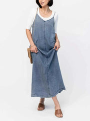 Casual Washed Denim Cami Maxi Dress — view 2
