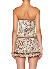 Leopard Print Strapless Top and Skirt Two-Piece Set — view 2