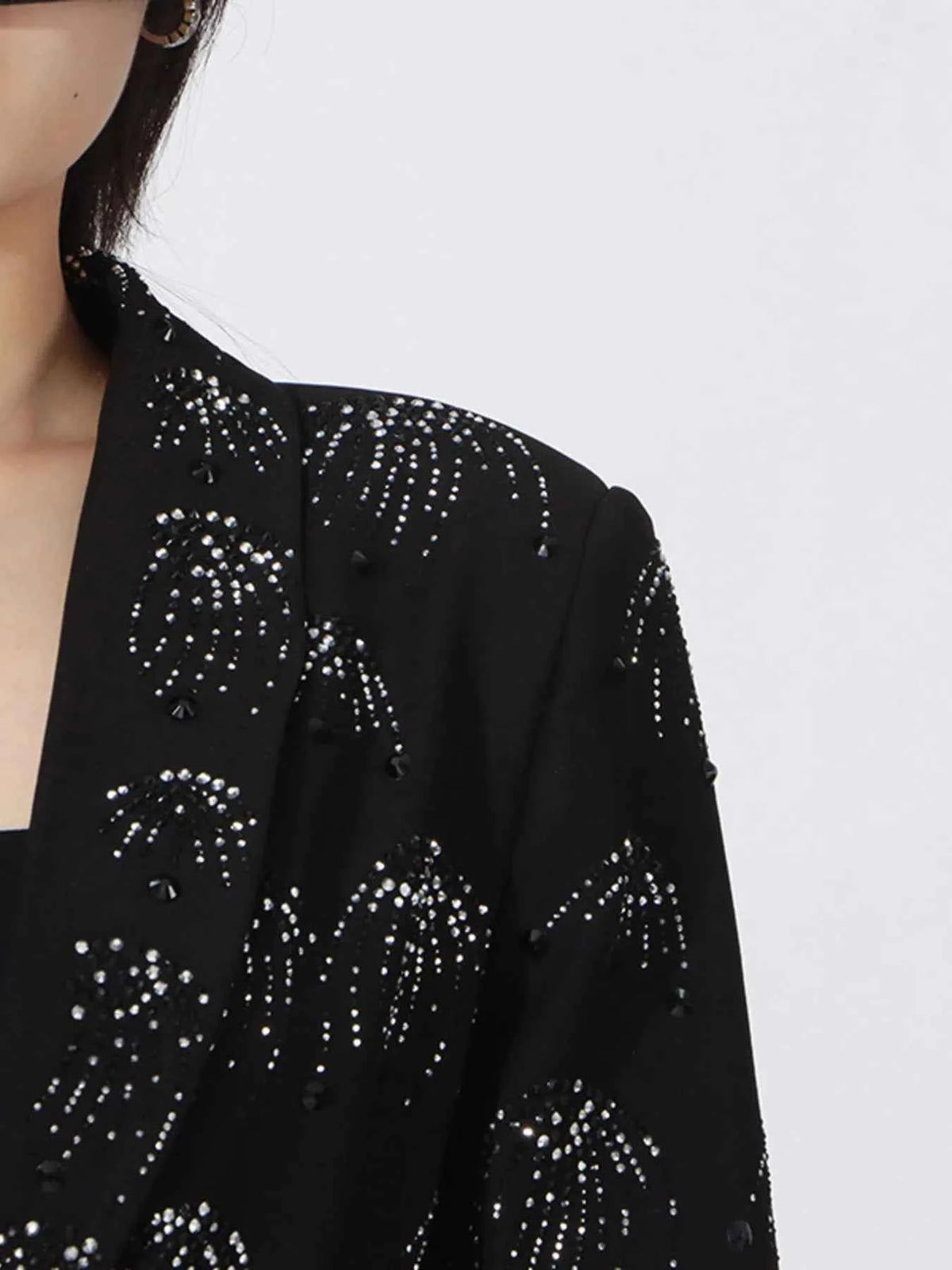 Rhinestone Button Down Long Sleeve Blazer — view 2