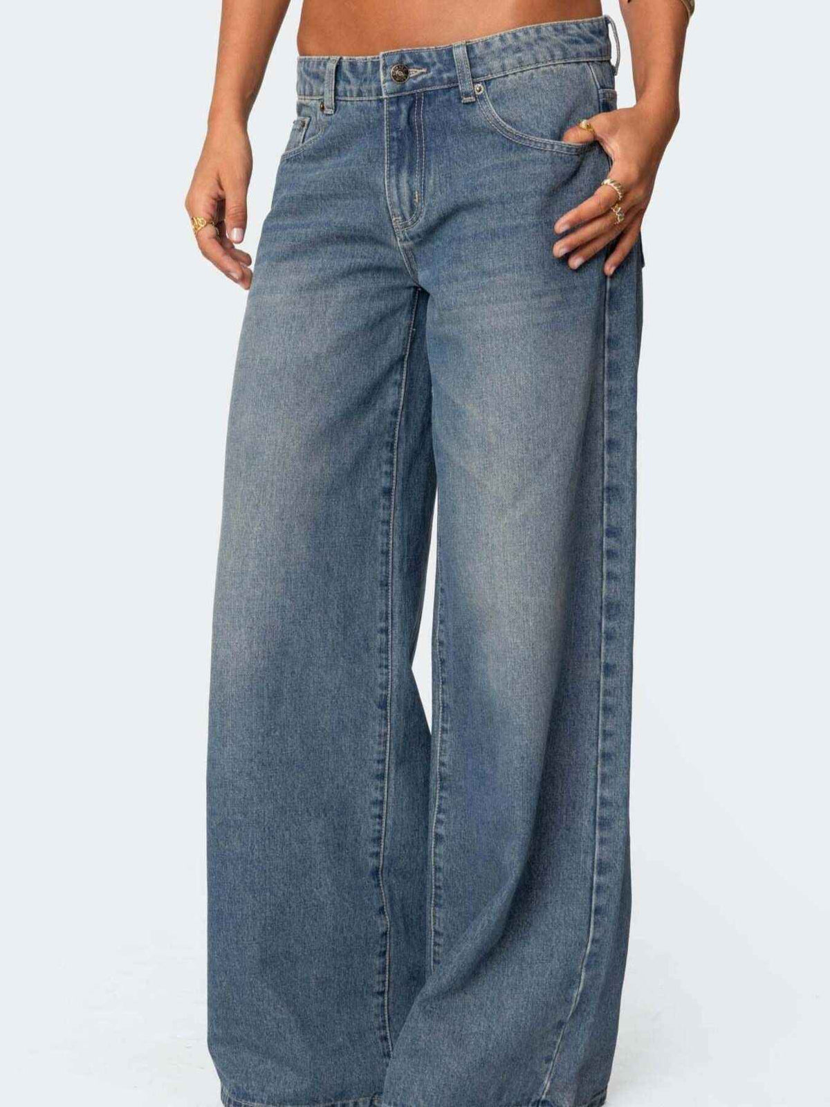 Vintage Wash Wide Leg Jeans - Timeless Style & Comfort — view 2