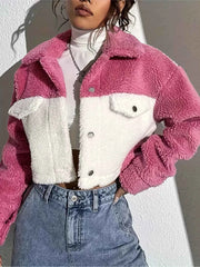 Two-Tone Plush Cropped Jacket — view 4
