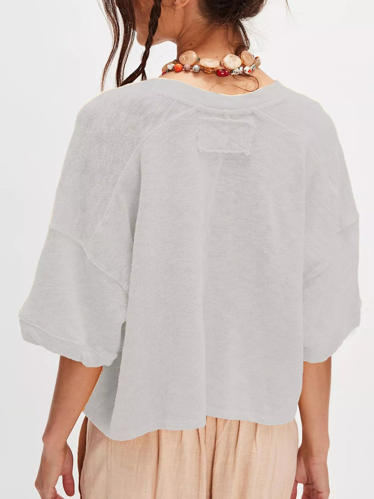 Button-Front Half Sleeve Cardigan — view 12