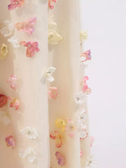 Floral Applique Strapless Tulle Maxi Dress — view 5