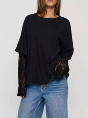 Layered Lace-Sleeve T-Shirt — view 8