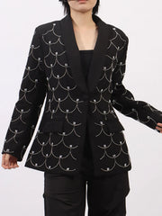 Pearl Detail Long Sleeve Blazer — view 6