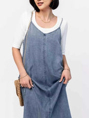 Casual Washed Denim Cami Maxi Dress — view 4
