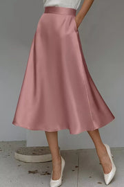 Elegant Satin A-Line Midi Skirt for Effortless Style — view 20