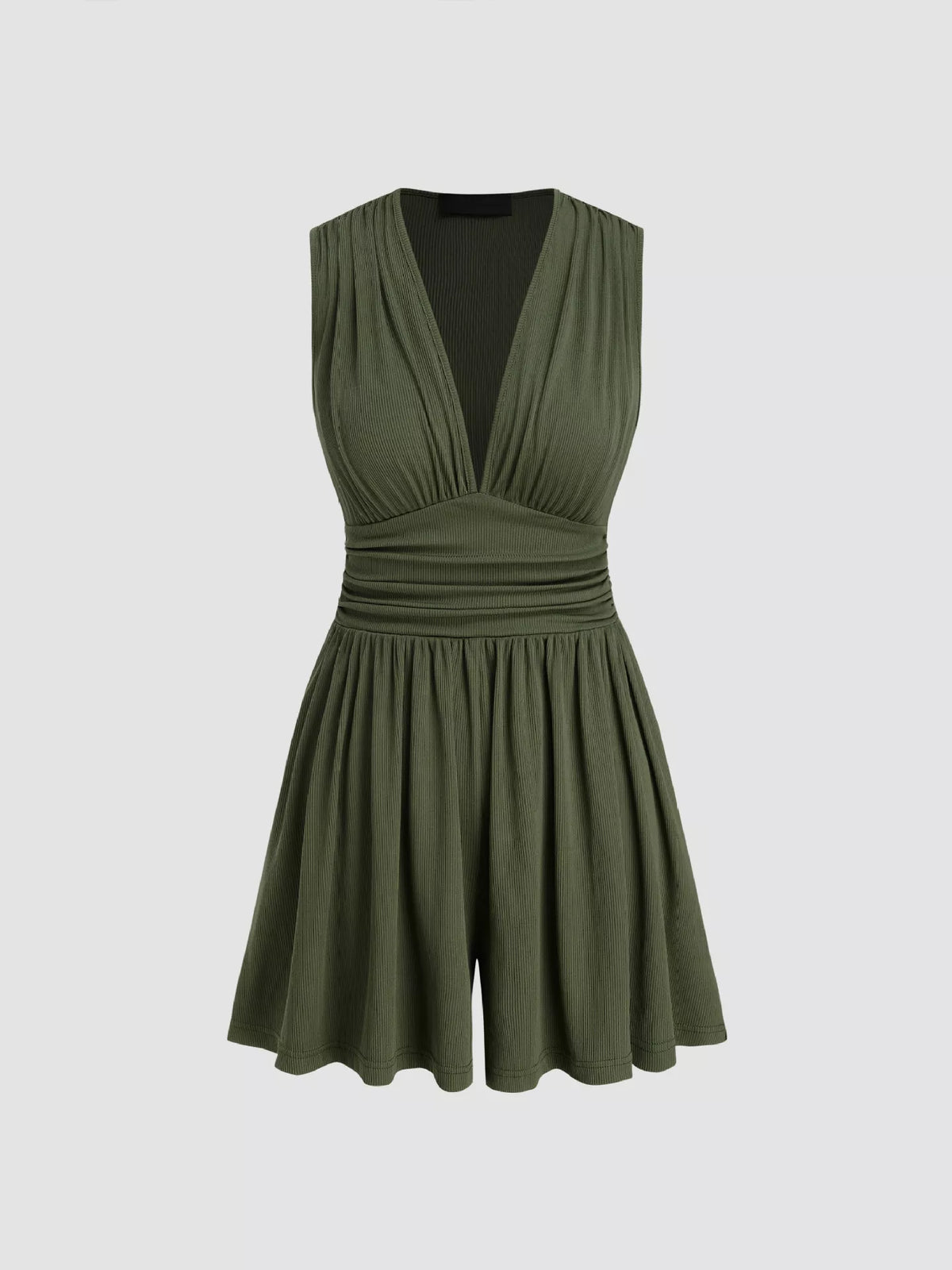 Deep V-Neck Ruched Sleeveless Romper — view 6