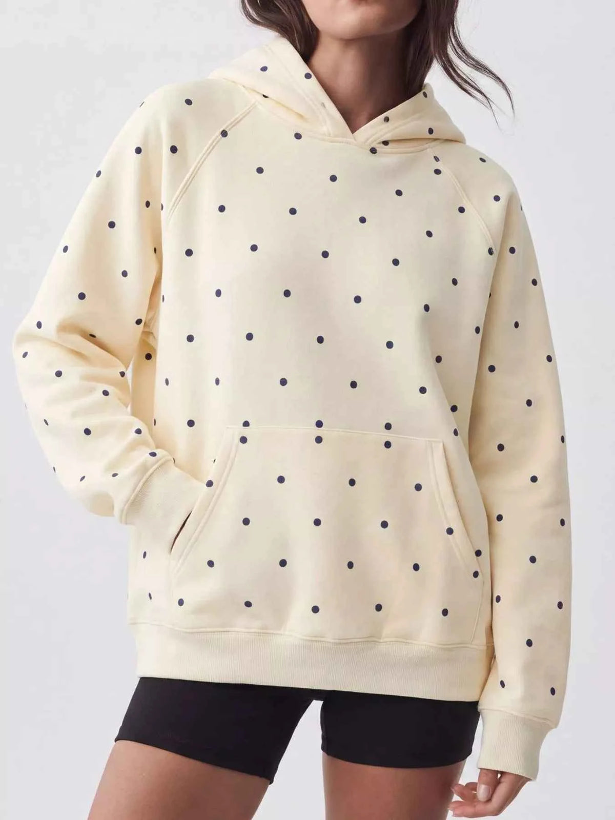 Polka Dot Raglan Sleeve Hoodie — view 1
