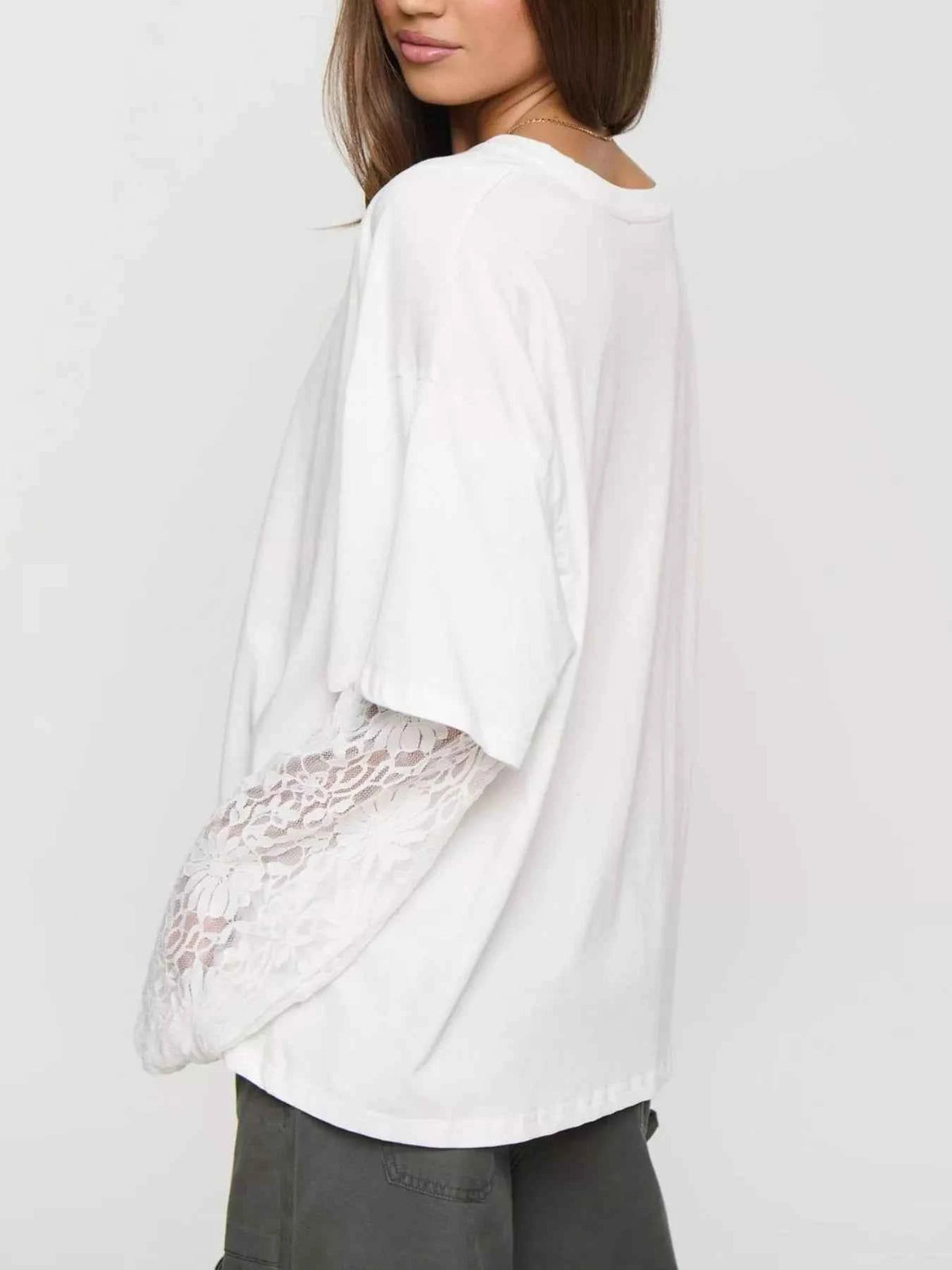 Layered Lace-Sleeve T-Shirt — view 4