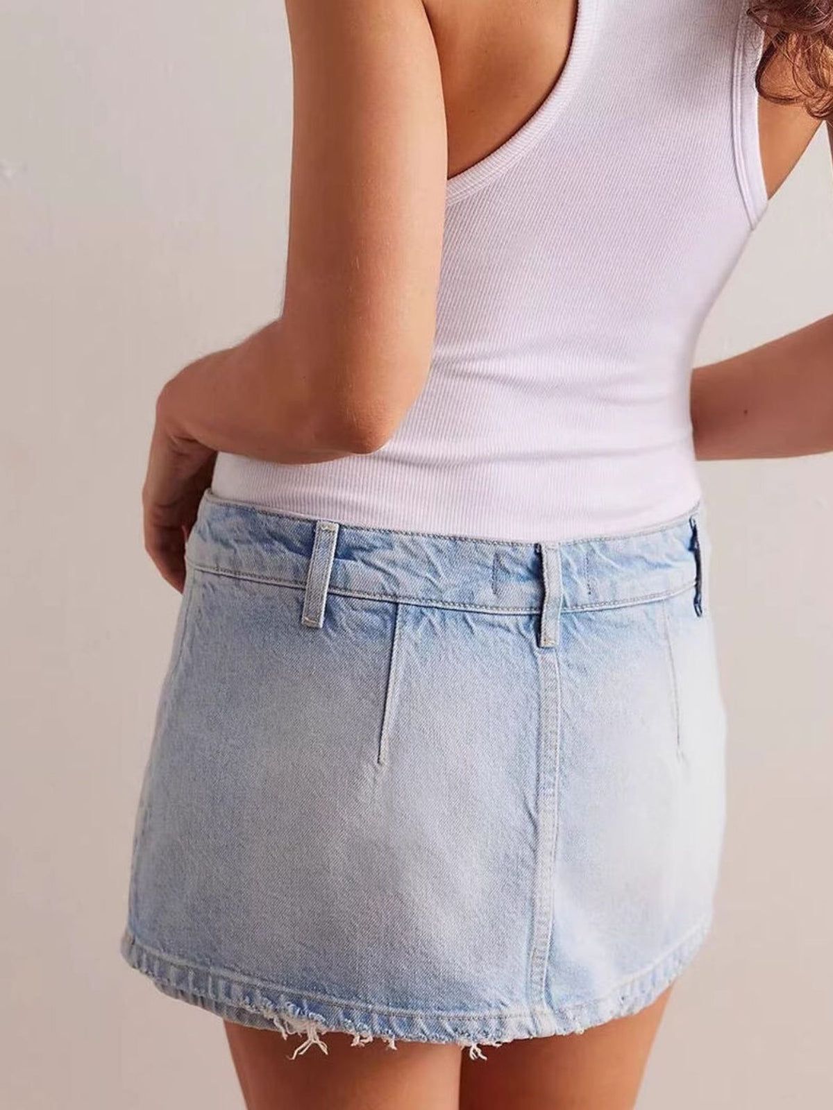 Classic Wash Denim Mini Skort - Effortless Style & Comfort — view 11