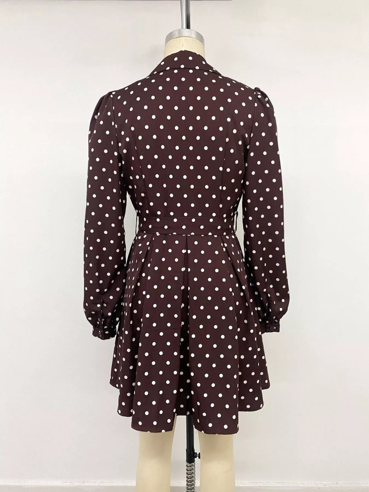 Polka Dot Long Sleeve Shirt Dress — view 9