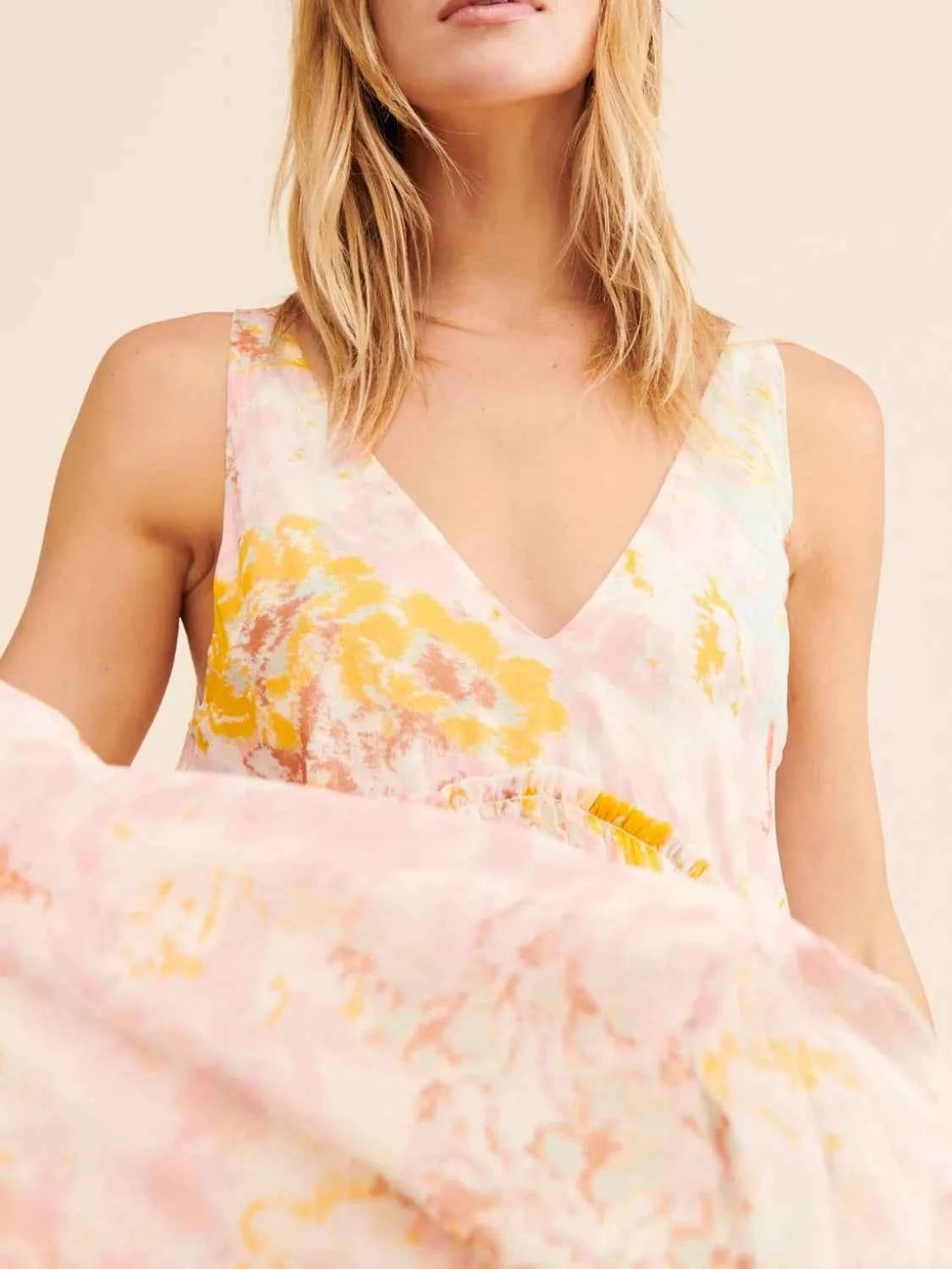Printed V-Neck Sleeveless Dress — view 3
