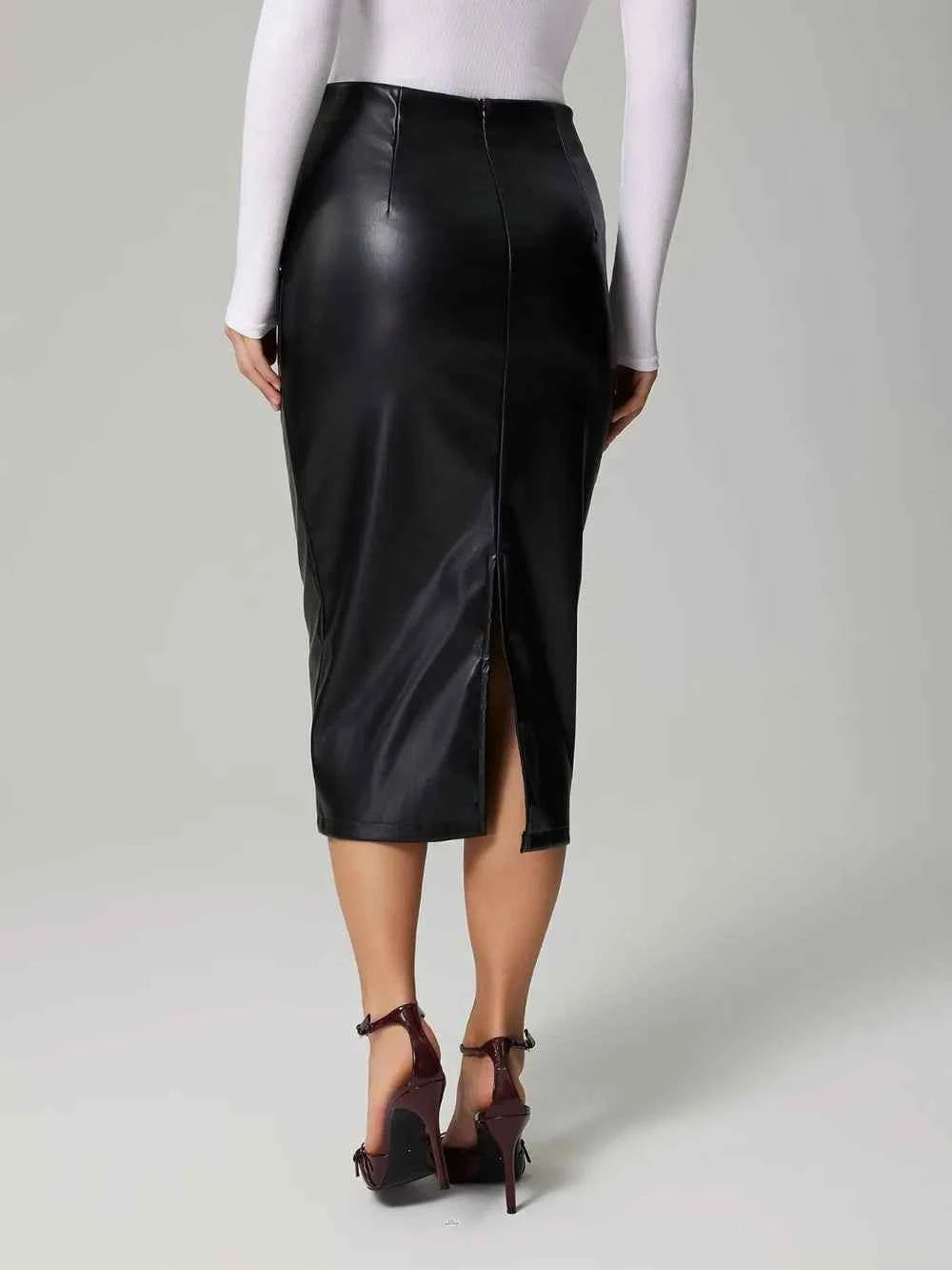 Slit Back Ruched Midi Skirt — alternate view