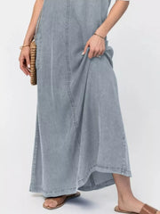 Casual Washed Denim Cami Maxi Dress — view 13