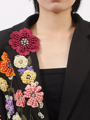 Pearl Detail Flower Lapel Collar Blazer — view 8