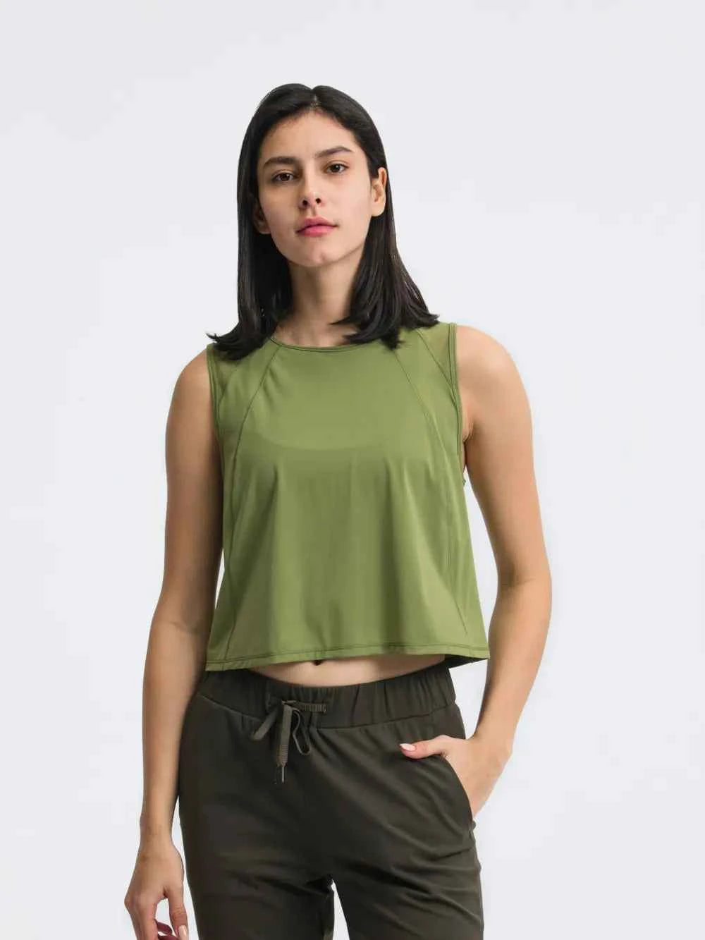 Round Neck Cropped Active Tank for Ultimate Comfort — view 17