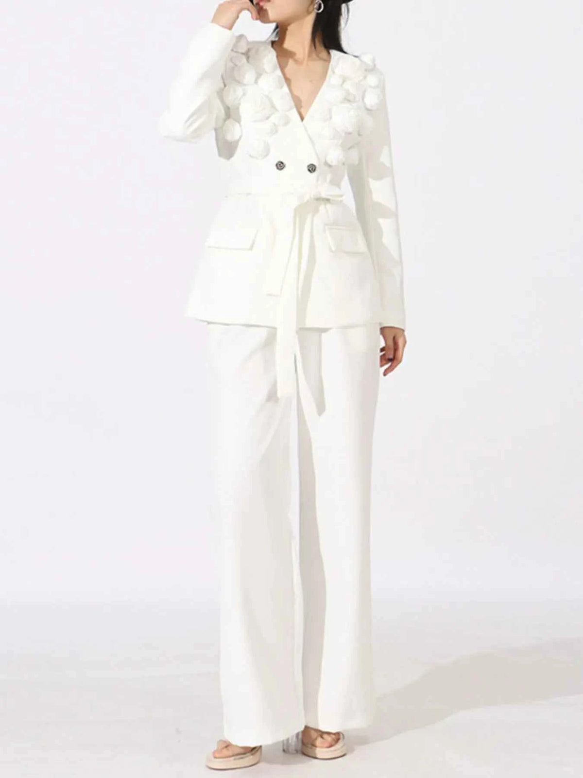 Flower Long Sleeve Blazer and Pants Set — view 4