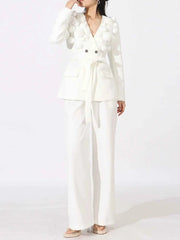 Flower Long Sleeve Blazer and Pants Set — view 4