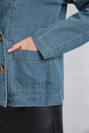 Pocketed Button Up Denim Jacket — view 10