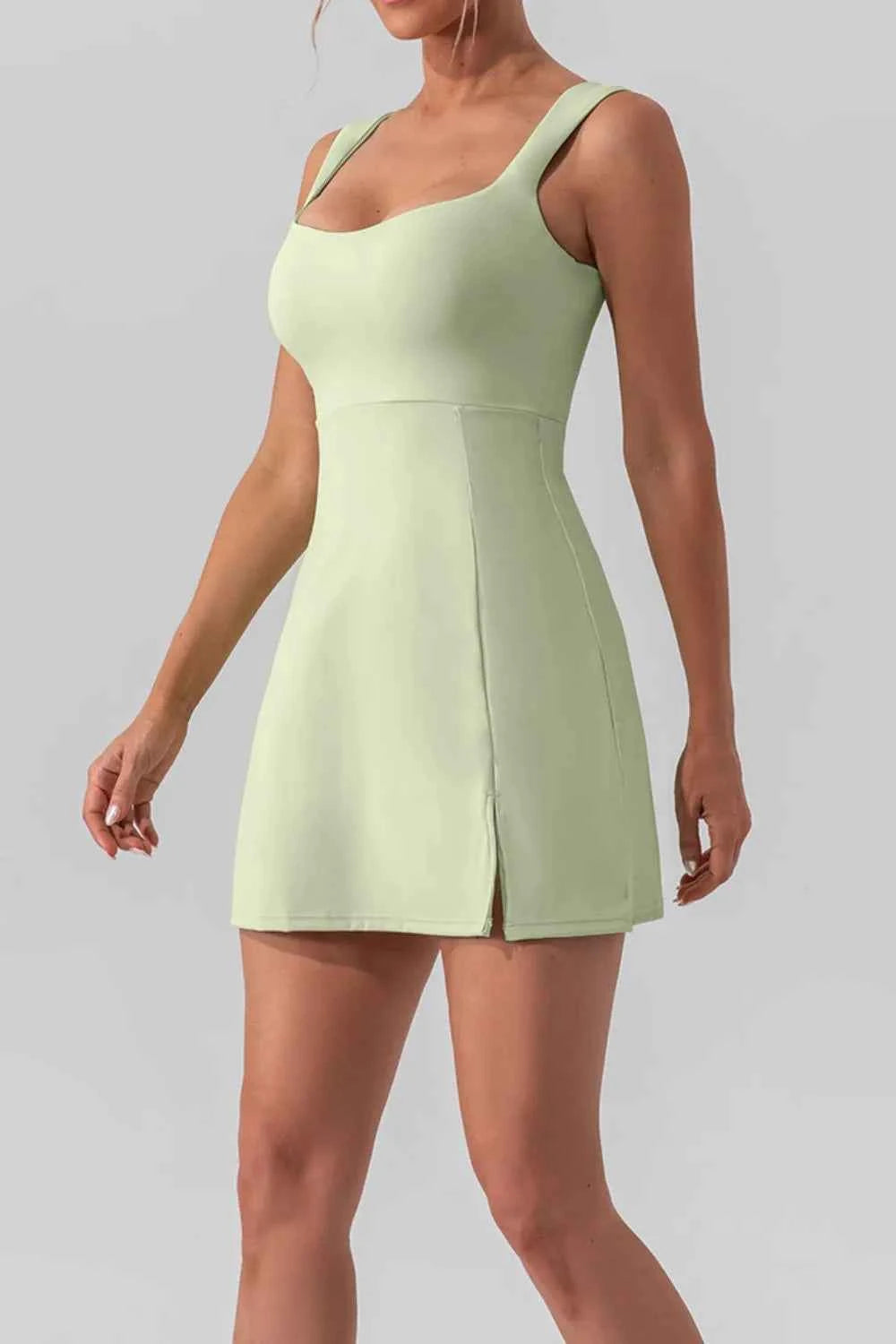 Square Neck Sleeveless Slit Mini Active Dress — view 5