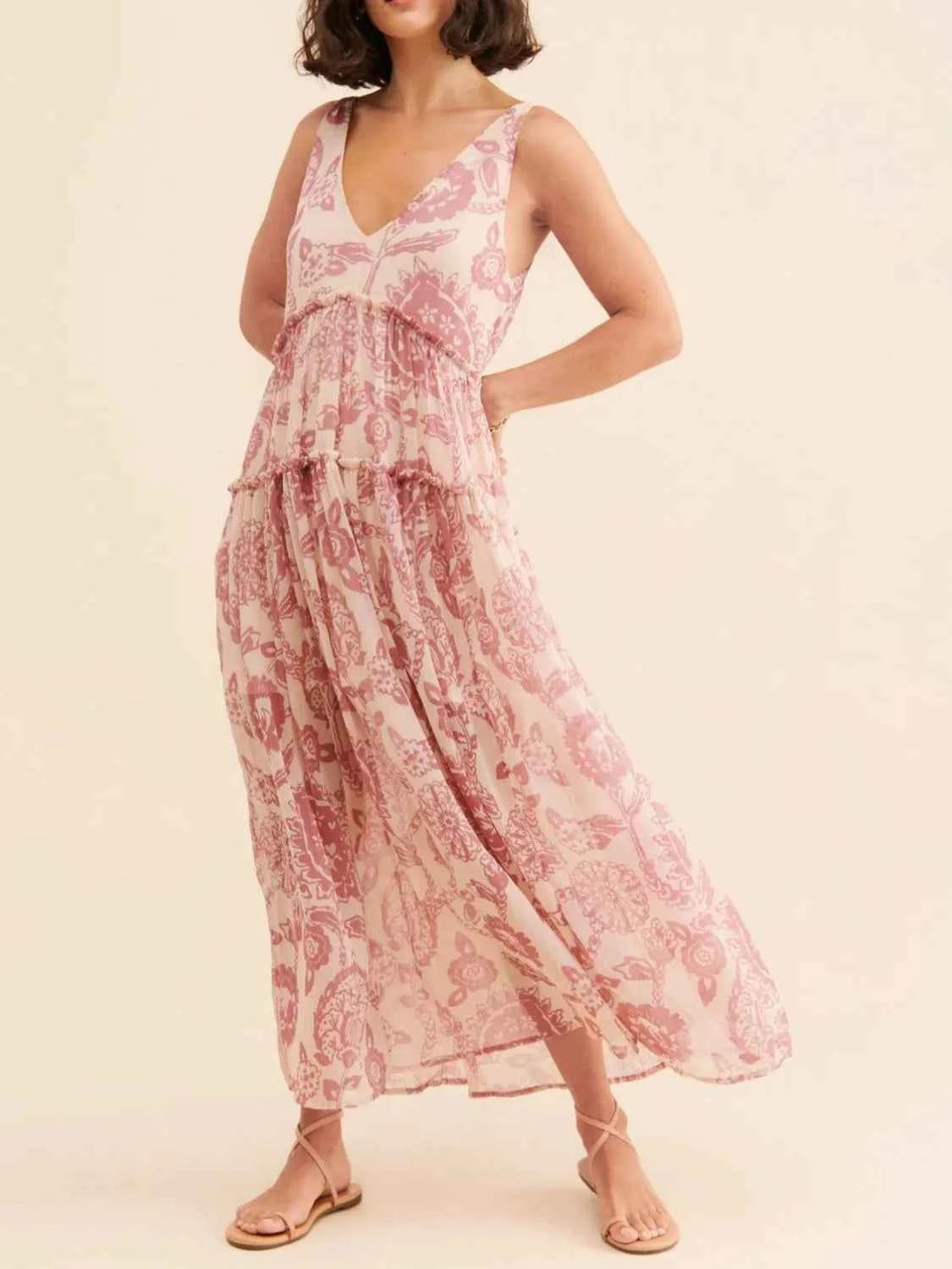 Printed V-Neck Sleeveless Dress — view 4