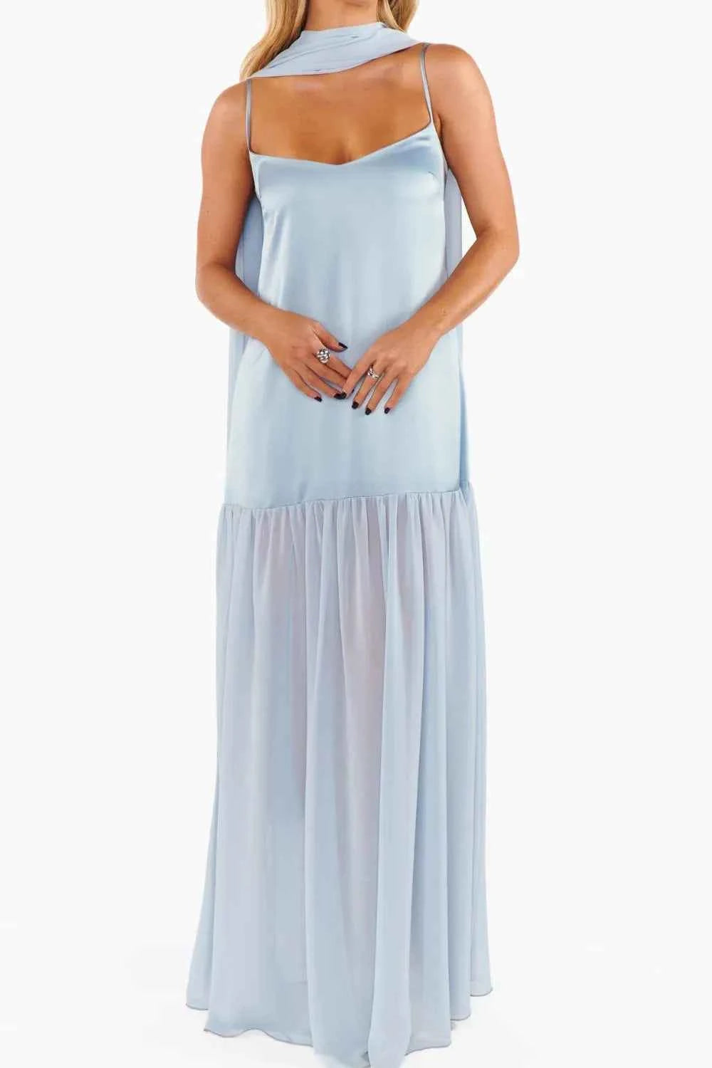 Adjustable Strap Maxi Cami Dress with Scarf — view 1