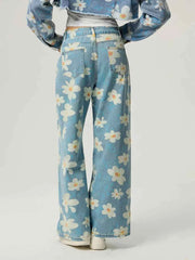 Pocketed Floral Wide Leg Jeans — view 2