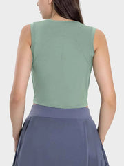 Drawstring Ruched Wide Strap Active Tank - Comfortable & Stylish — view 15