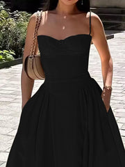 Sweetheart Neck Spaghetti Strap Midi Dress — view 20