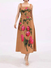 Floral Print Square Neck Midi Dress — view 1