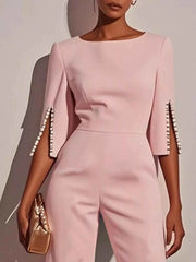 Wide-Leg Jumpsuit with Slit Sleeve — view 5