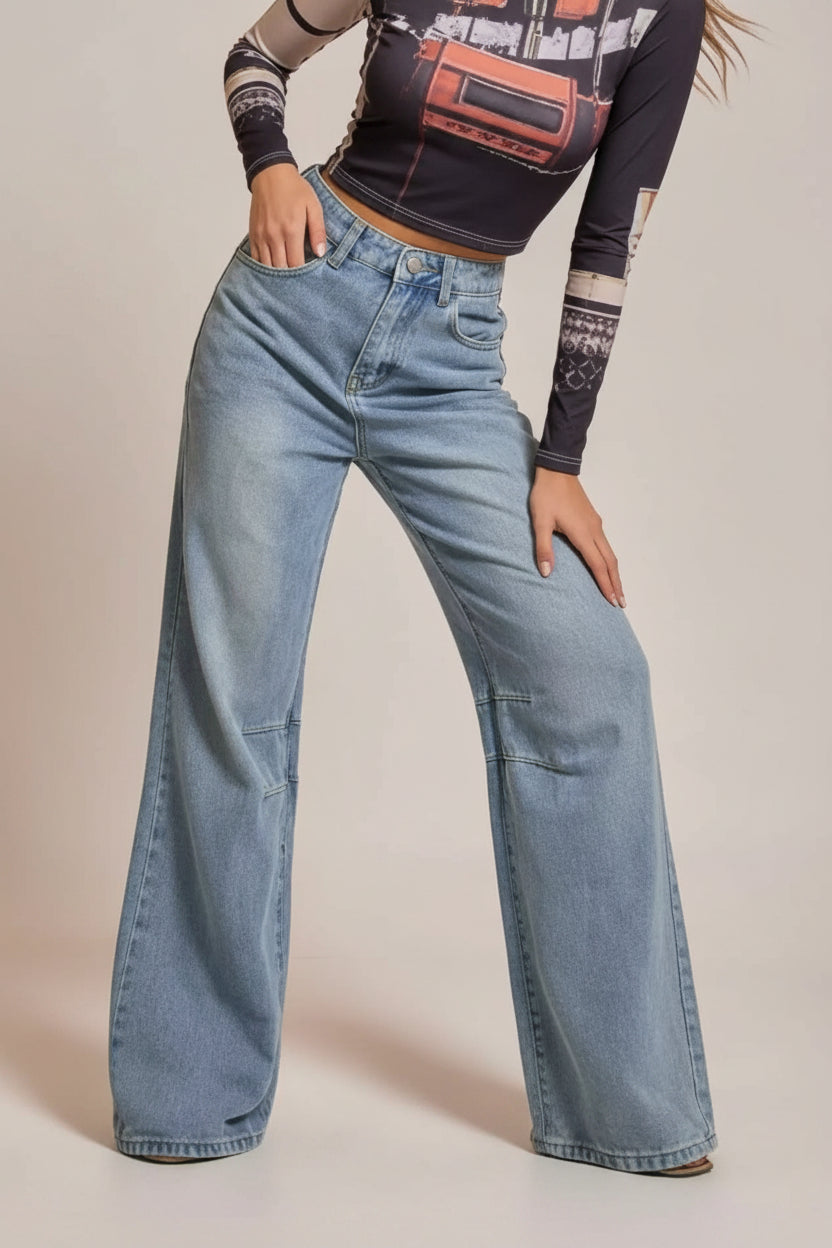 Wide Leg Wash Jeans - Effortless Style and Comfort — view 1