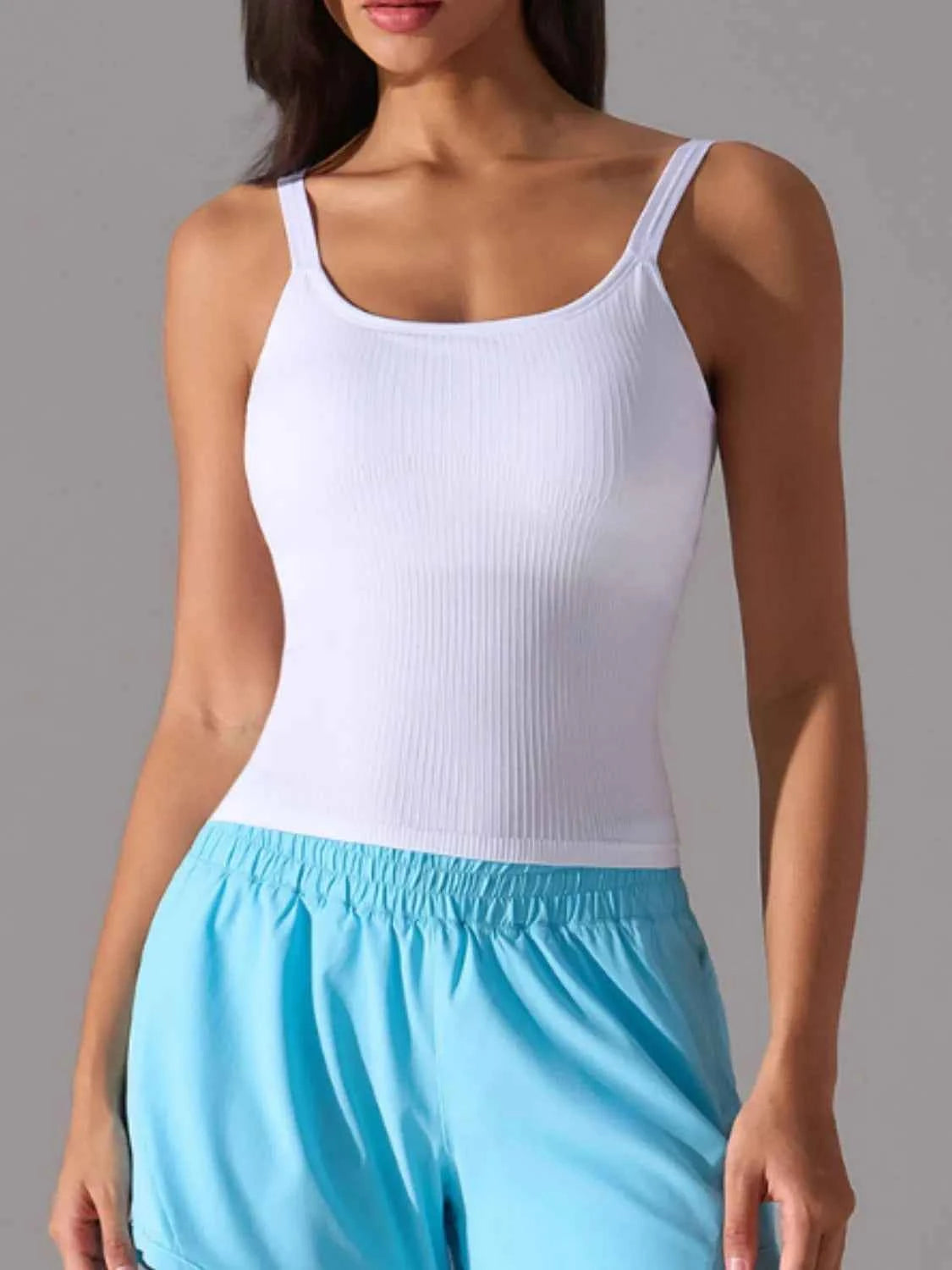 Scoop Neck Active Tank with Detachable Chest Pads — view 2