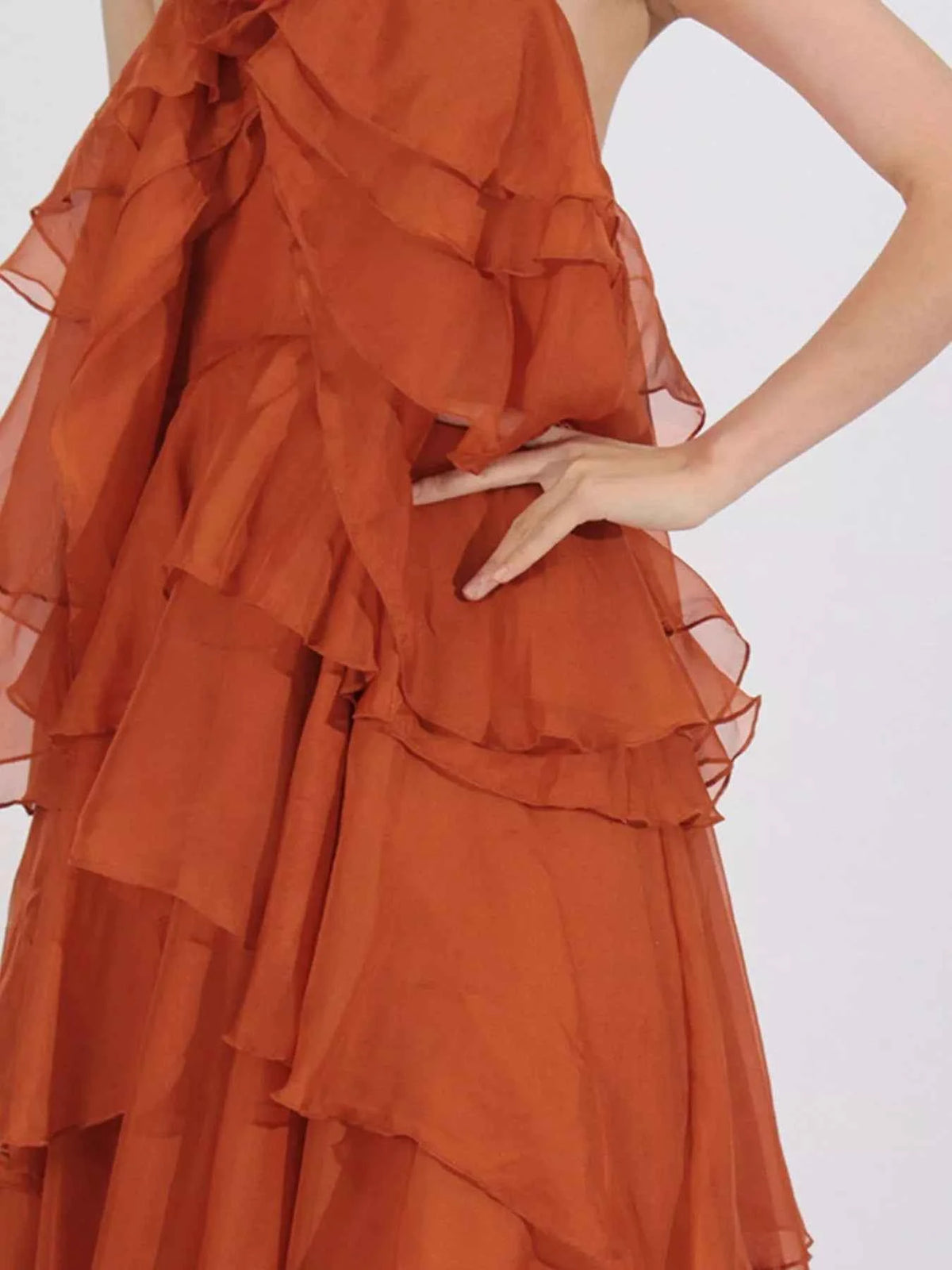 Ruffled Chiffon Halter Neck Maxi Dress — view 2
