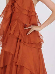 Ruffled Chiffon Halter Neck Maxi Dress — view 2