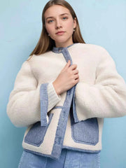 Contrast Trim Teddy Jacket: Cozy Comfort Meets Chic Style — view 4