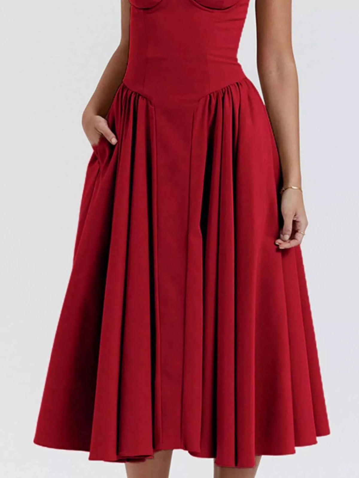 Sweetheart Neck Spaghetti Strap Midi Dress — view 3