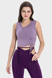 Drawstring Ruched Wide Strap Active Tank - Comfortable & Stylish — view 10