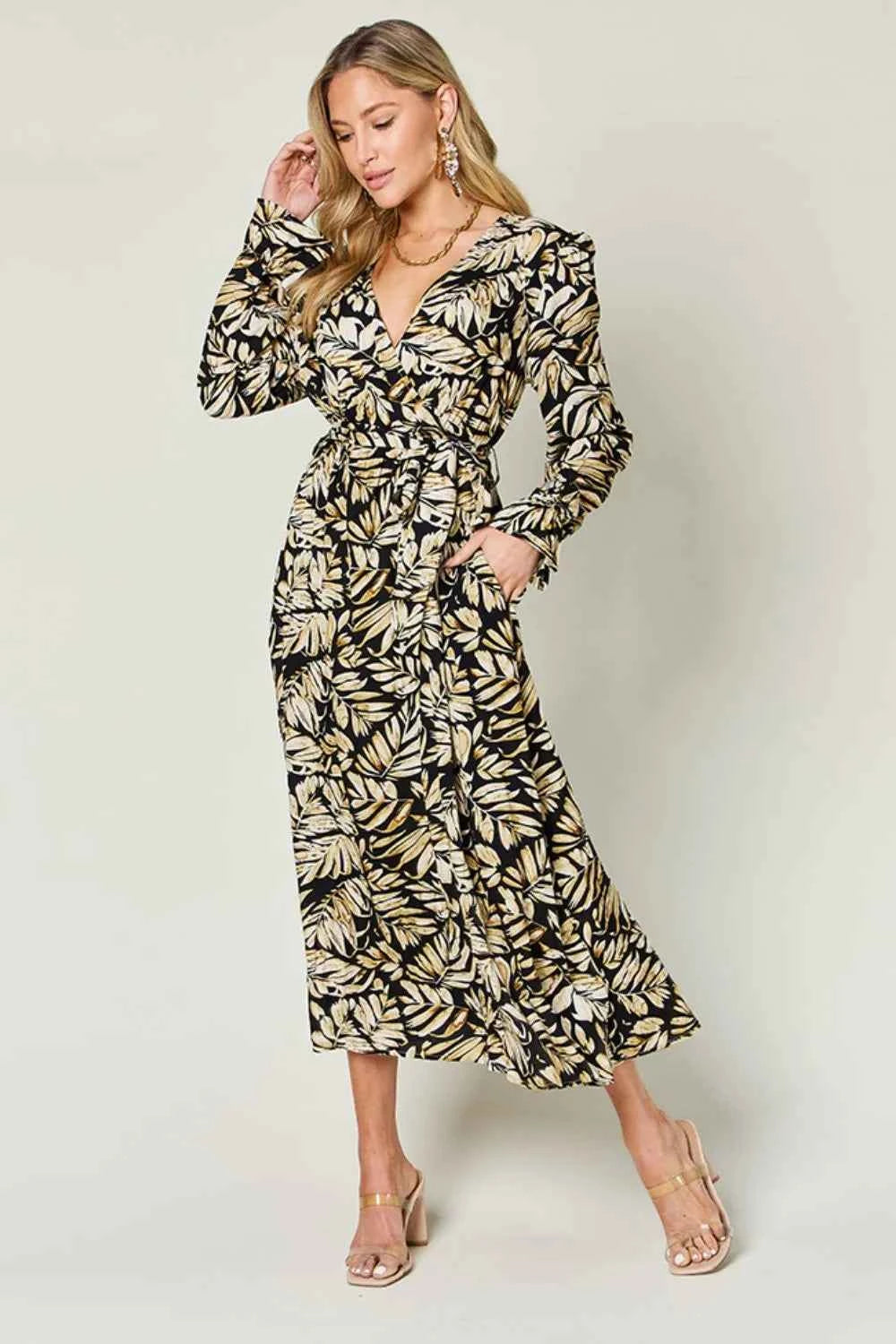 Double Take Tie Back Flounce Sleeve Dress — view 1